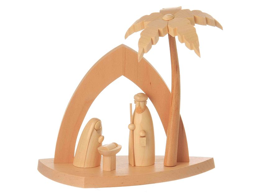 Schalling - Bogenkrippe natur mit Heiliger Familie & Palme