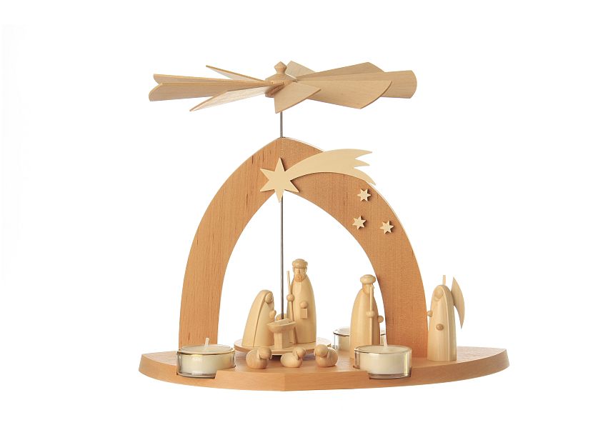 Schalling - Pyramid nativity with shepherd & angel