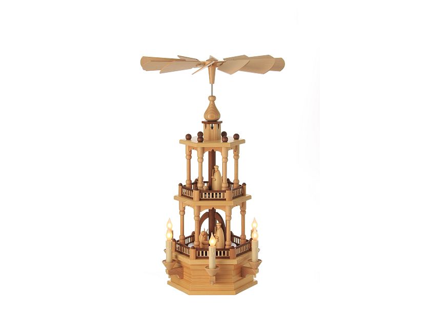 Schalling - Pyramid with nativity, 2tier, electric illuminated
