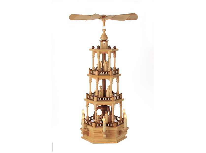 Schalling - Pyramid with nativity, 3tier, electric illuminated