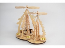 Dregeno - Taulin Doppelpyramide mit Waldleuten und Rehen für Teelichte