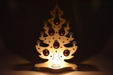 Weigla - Teelichthalter Weihnachtsbaum mit roten Kugeln