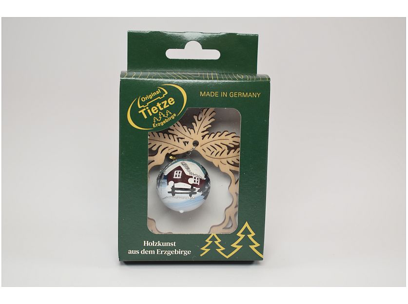 Tietze - Baumbehang Zweig handbemalte Kugel Silbermond