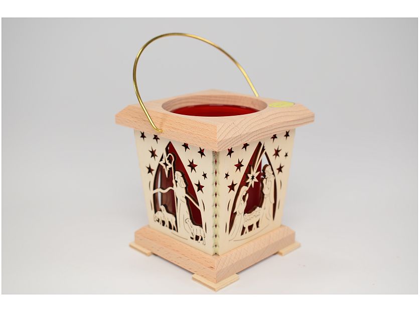 Tietze - Lantern Tealight red, Nativity