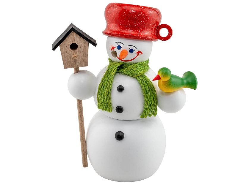 Seiffener Volkskunst - Snowman with birdhouse