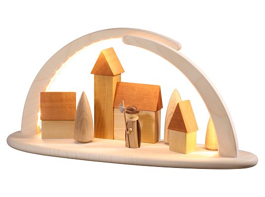 Seiffen Handcraft - Candle Arch Illum. Light Arch, Night Watchman Scene, USB, 5V