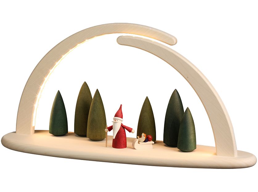 Seiffen Handcraft - Candle Arch Illuminated Light Arch motive Santa Gnome USB 5V
