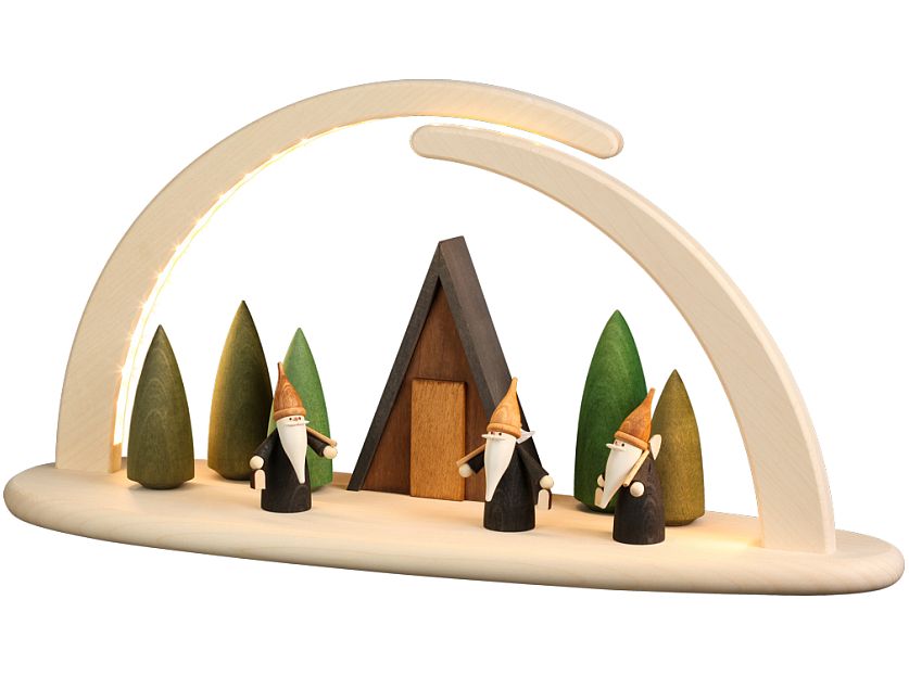 Seiffen Handcraft - Candle Arch Illuminated Light Arch motive Mining Gnomes USB 5V
