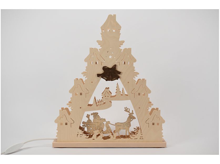 Weigla - Schwibbogen Lichterspitze 7 flg. Weihnachtsmann auf Schlitten, LED