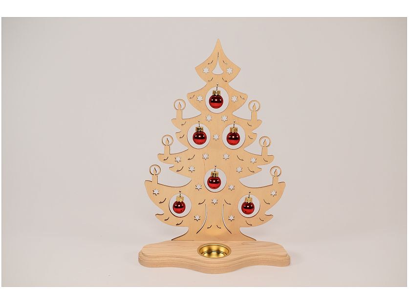 Weigla - Teelichthalter Weihnachtsbaum mit roten Kugeln