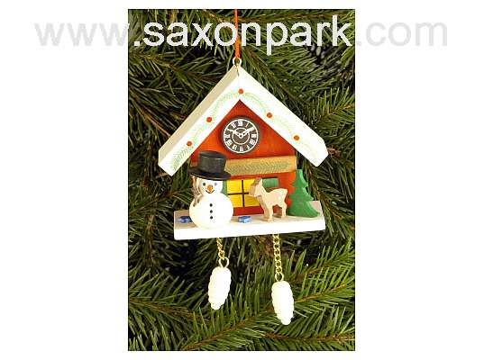 Ulbricht - Cuckoo Clock Red With Snowman Ornament
