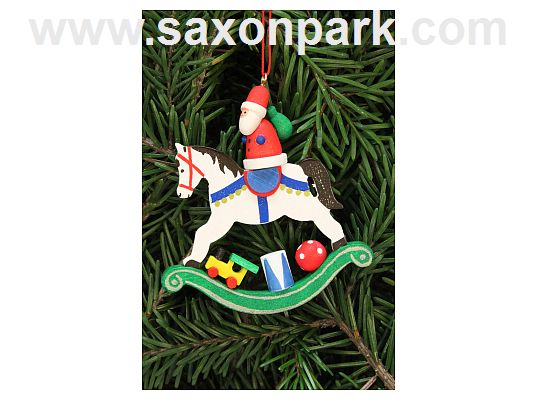 Ulbricht - Santa On Rocking Horse Ornament
