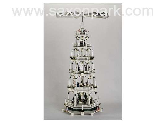 KWO - Christmas pyramid 5 tier, white/green, e