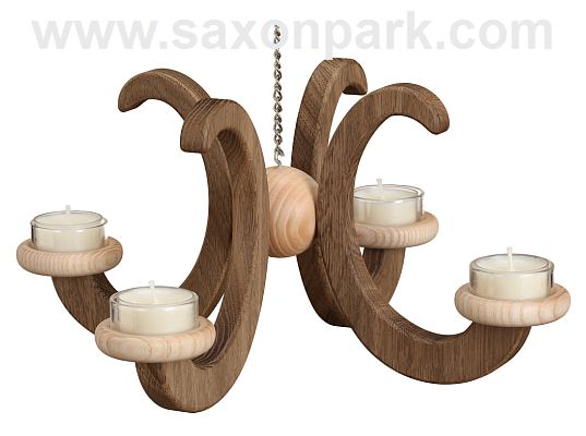 Seiffen Handcraft - Candleholder Ceiling Candle Holder, Oak Wood Natural dark