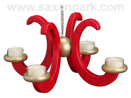 Seiffen Handcraft - Candleholder Ceiling Candle Holder, Ash Wood red colored