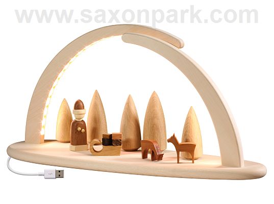 Seiffen Handcraft - Candle Arch Illuminated Light Arch, Christmas Scene, USB, 5V