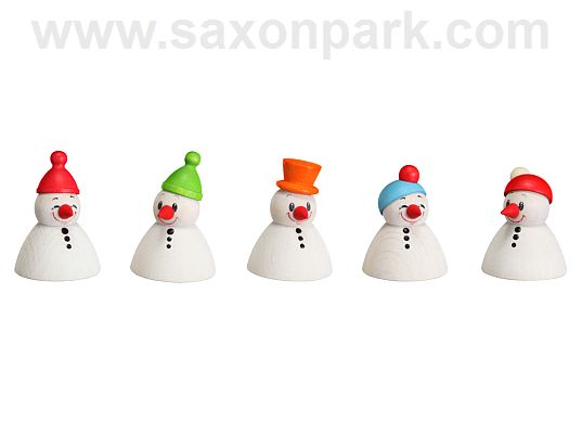 Seiffen Handcraft - Miniature Snowman-Junior Teeters, Set of Five