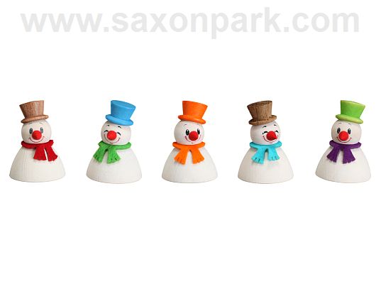 Seiffen Handcraft - Miniature Snowman-Classic Teeters, Set of Five