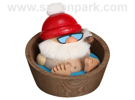 Seiffen Handcraft - Ball-shaped incense Figure Santa Claus in Pool