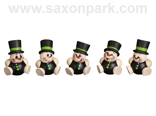Seiffen Handcraft - Ball-shaped Figure Chimney Sweep, ornament, Set of Five