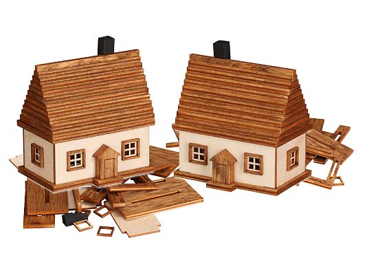 Seiffen Handcraft - Wooden Kit Wooden House Kit, Small Houses, Set of Two