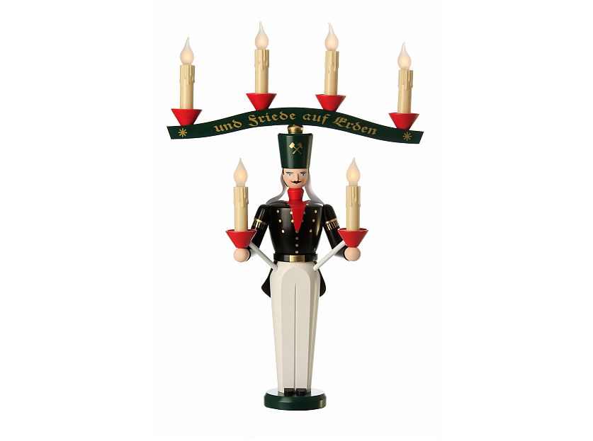 Schalling - Miner candle holder with arch, painted, electric illuminated