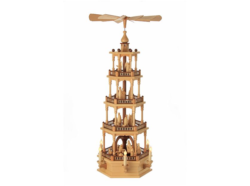 Schalling - Pyramid with nativity, 4tier, electric illuminated