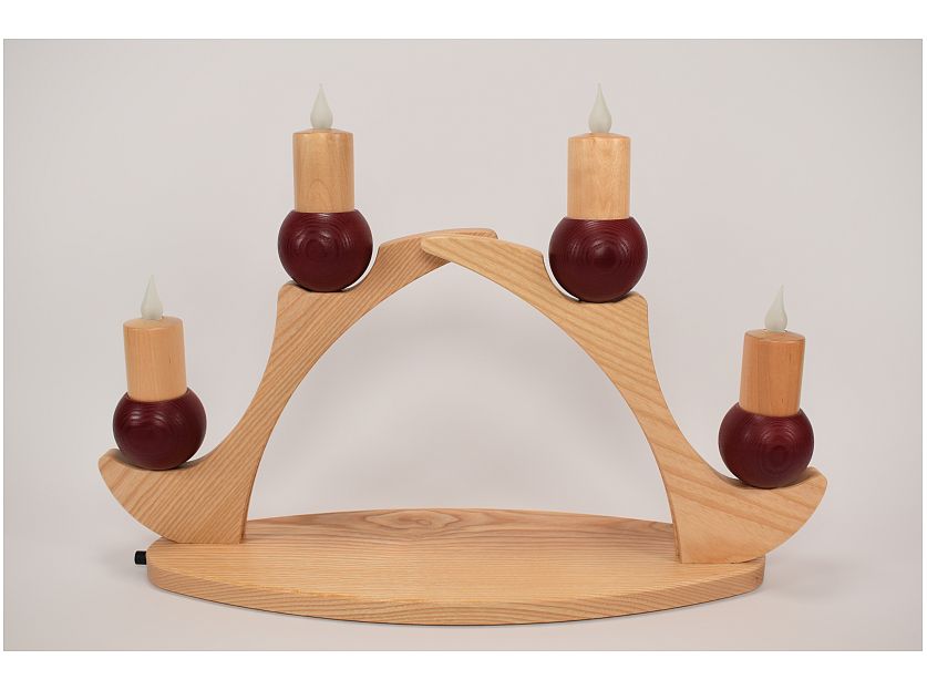 Kuhnert - Window arch 4 candles LED nature/red