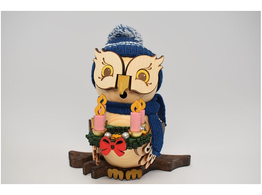 Kuhnert - Smoker Figure Owl with Light Wreath