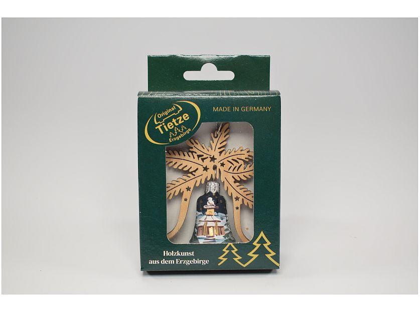 Tietze - Tree ornament bell Seiffen church, hand-painted