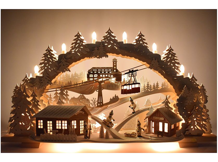 Tietze - Candle arch Fichtelbergidylle, snowy, LED direct and indirect lighting