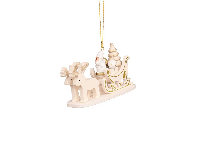 Ulbricht - Baumbehang Schlitten weiß mit Weihnachtsmann