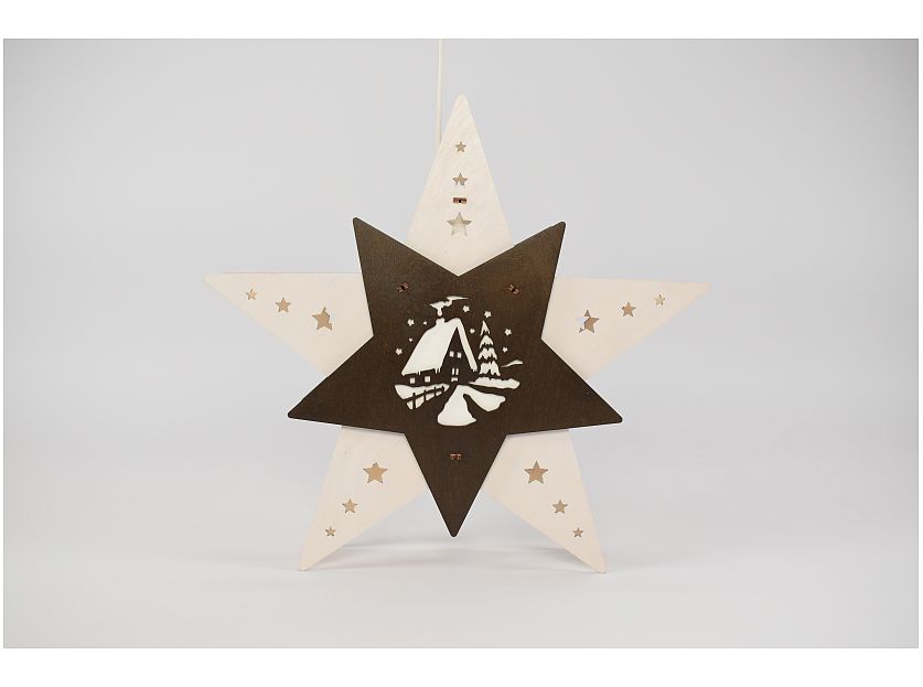 Weigla – Window Decoration Star "Forest Cabin" White/Brown