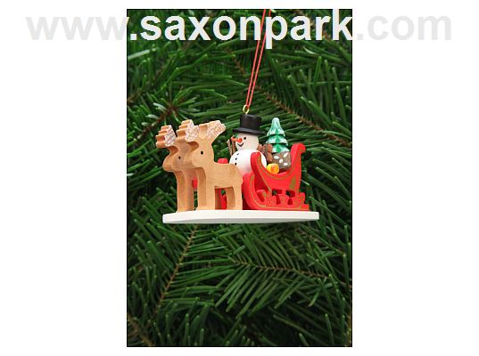Ulbricht - Snowman In Reindeer Sled Ornament