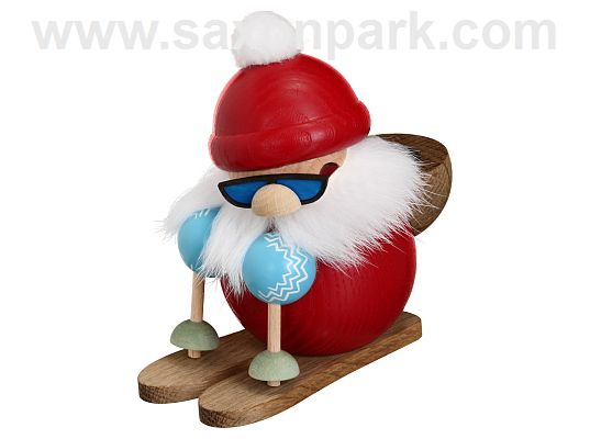 Seiffener Volkskunst - Kugelräucherfigur Nikolaus läuft Ski