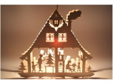 Schlick & Tuerk - Fensterbild Waldhaus beleuchtet