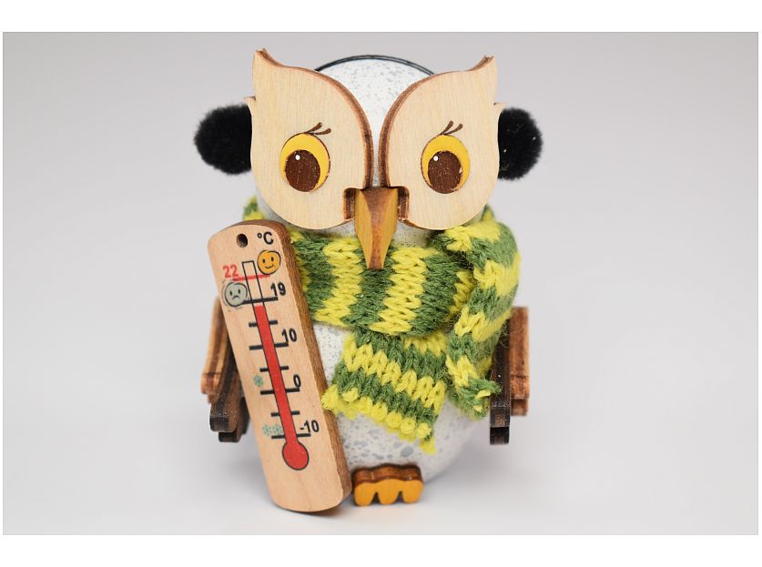 Kuhnert - mini owl snow owl with thermometer (with video)