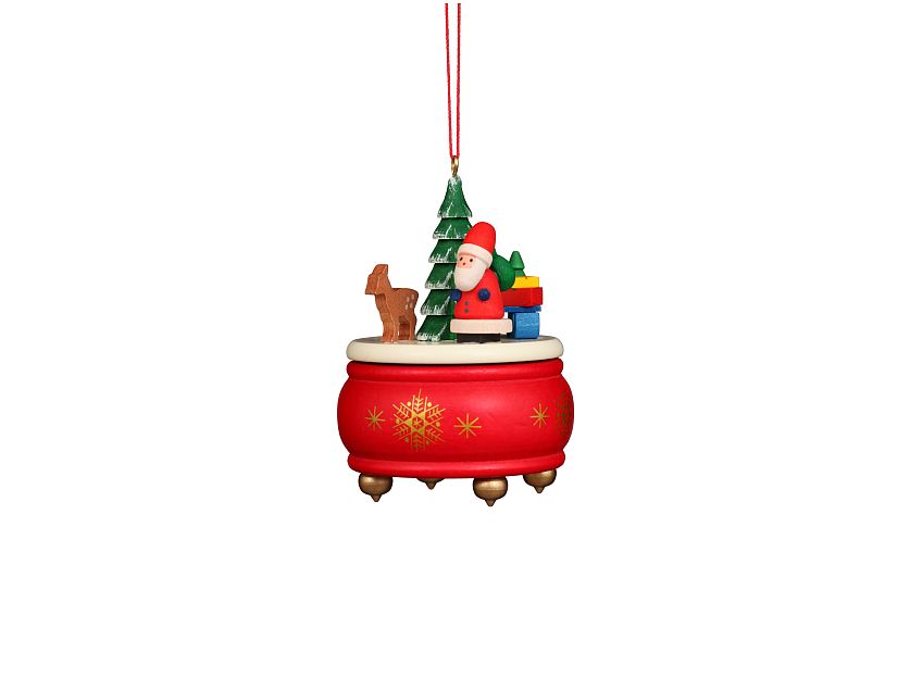Ulbricht - Baumbehang Spieldose rot mit Weihnachtsmann