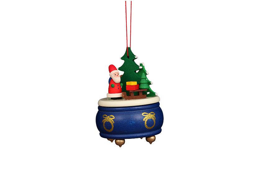Ulbricht - Baumbehang Spieldose blau mit Weihnachtsmann