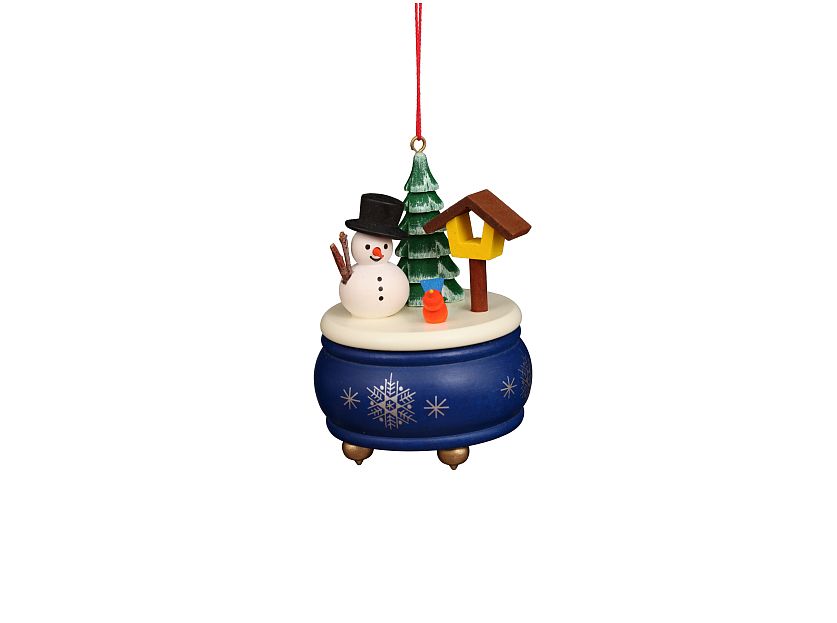 Ulbricht - Tree ornament music box blue with snowman