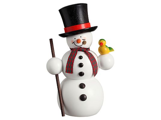 Seiffen Handcraft - Incense Figure Snowman with Bird