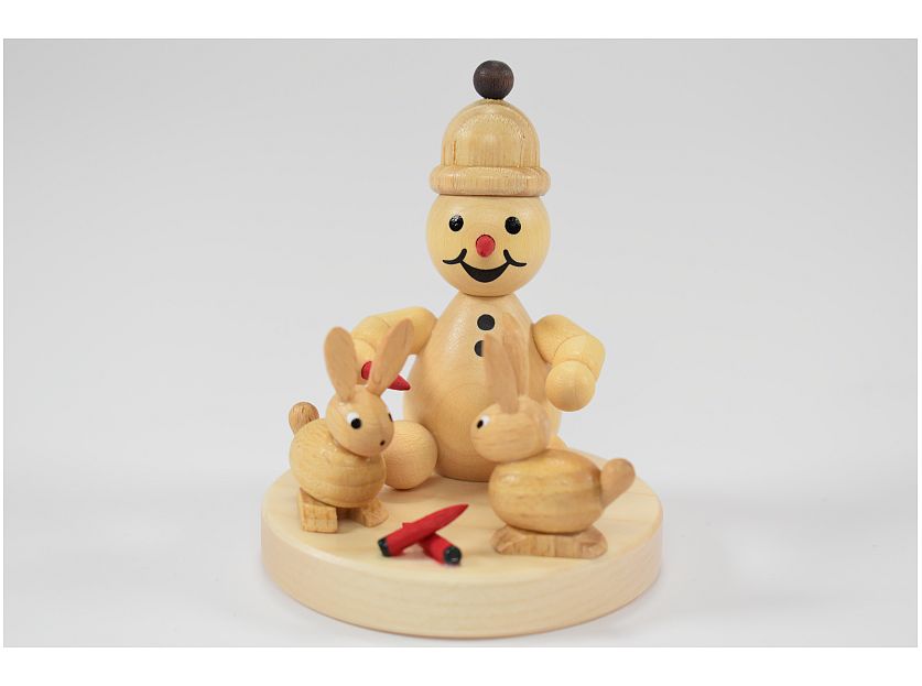 Wagner - snowman junior on pedestal with rabbit