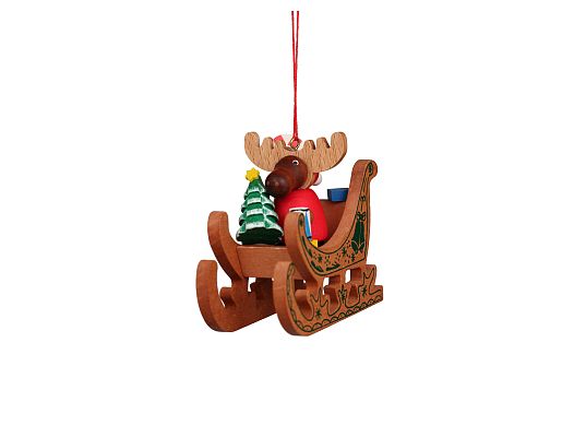Ulbricht - Ornament Moose Santa In Sled