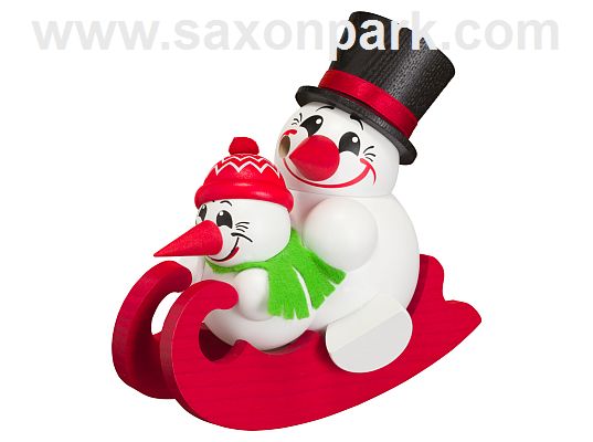 Seiffen Handcraft - Ball-shaped incense Figure Cool-Men on Two Seater Sleigh