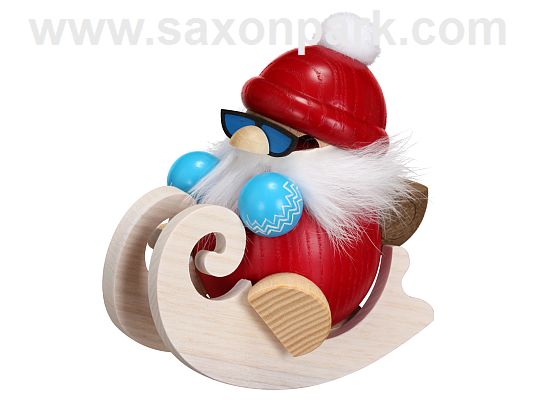 Seiffen Handcraft - Ball-shaped incense Figure Santa Claus on Sleigh