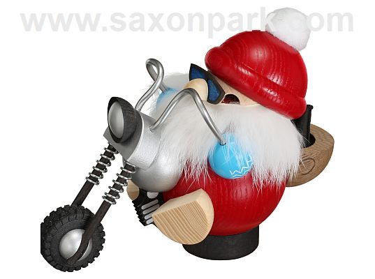Seiffen Handcraft - Ball-shaped incense Figure Santa Claus Biker