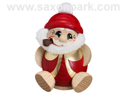 Seiffen Handcraft - Ball-shaped incense Figure Santa Claus, red and gold colored