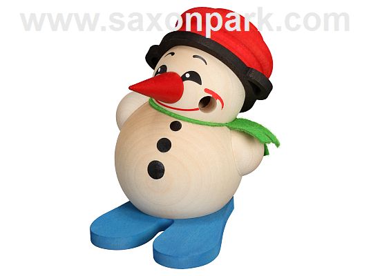 Seiffen Handcraft - Ball-shaped incense Figure Small Cool Man, Ski and red Pot