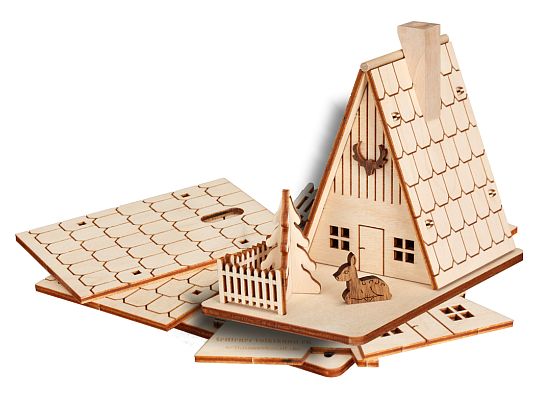 Seiffen Handcraft - Wooden Kit Wooden House Kit, Foresters Lodge, Incense Smoker